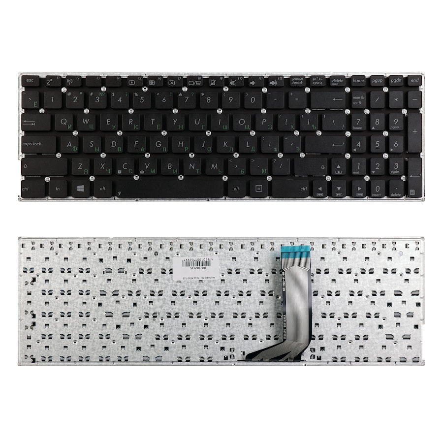 Клавиатура для ноутбука Asus X556UQ, F556, F556L, F556LA , F556LD Series. Плоский Enter. Черная, без рамки. PN: 0KNB0-6122US0Q, 9Z.N8SSQ.001.