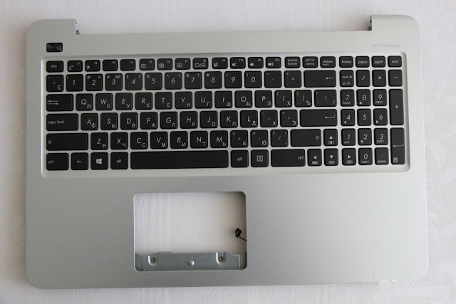 Клавиатура для ноутбука Asus X556UQ, F556, F556L, F556LA , F556LD Series. Плоский Enter. серебристая, с топкейсом. PN: 0KNB0-6122US0Q, 9Z.N8SSQ.001.