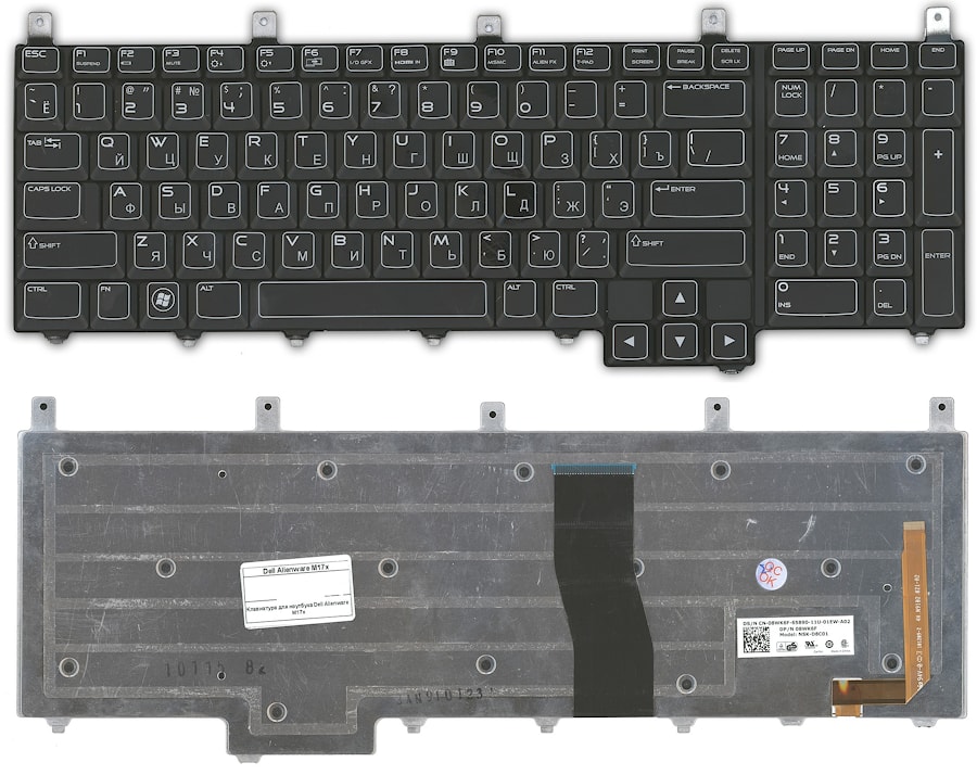 Клавиатура для ноутбука Dell Alienware M17x R4 M18X R1 M18X R2 черная