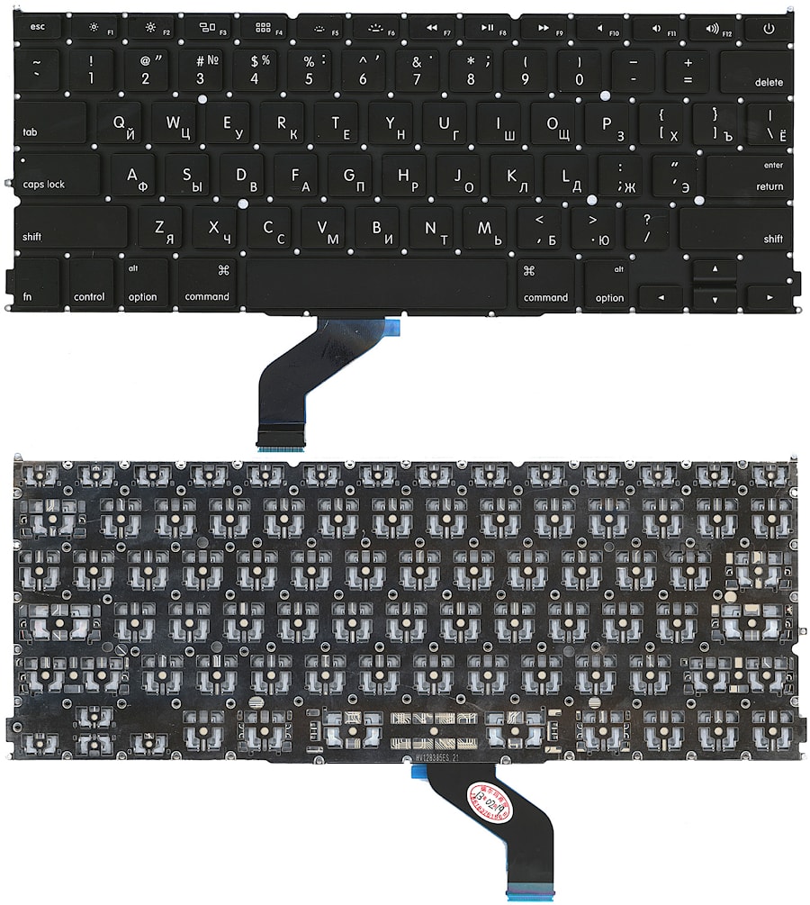 Клавиатура для ноутбука Apple MacBook A1425 черная, плоский Enter