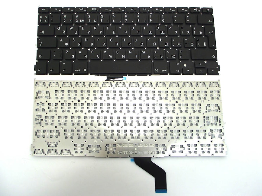 Клавиатура для ноутбука Apple MacBook A1502 черная, большой Enter, с гравировкой