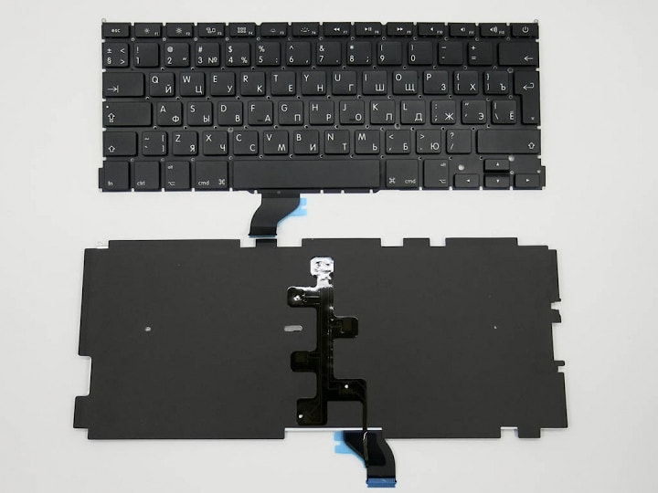 Клавиатура для ноутбука Apple MacBook A1502 черная, большой Enter, с подсветкой