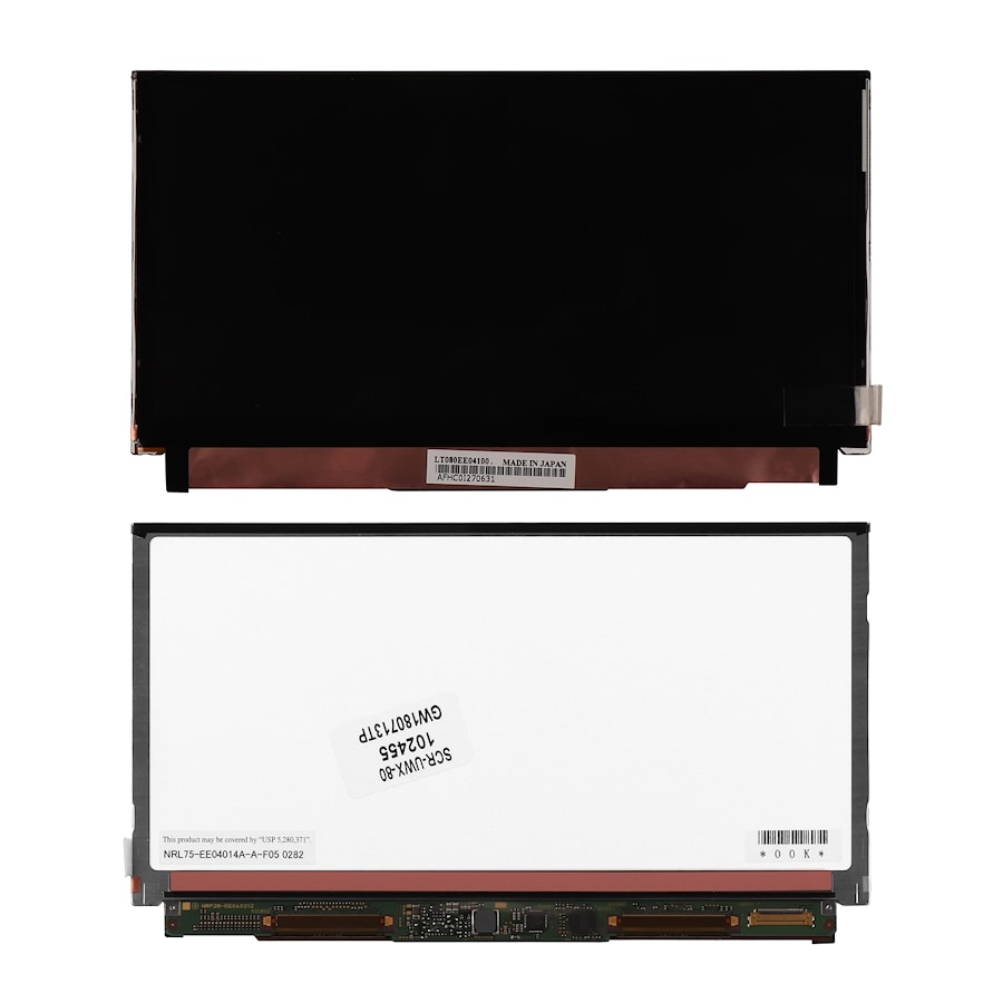 Матрица для ноутбука 8" 1600x768 UWXGA, 30 pin LVDS, Slim, LED, TN, без крепления, матовая. PN: LT080EE04100.