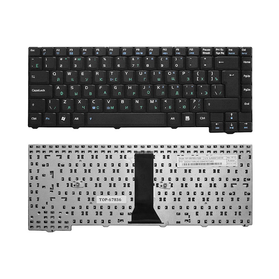 Клавиатура для ноутбука Asus F2, F3, Z53 черная 24 pin