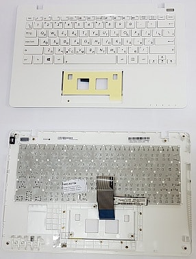 Клавиатура для ноутбука Asus F200CA, F200LA, F200MA, X200CA, X200LA, X200MA белая, с верхней панелью