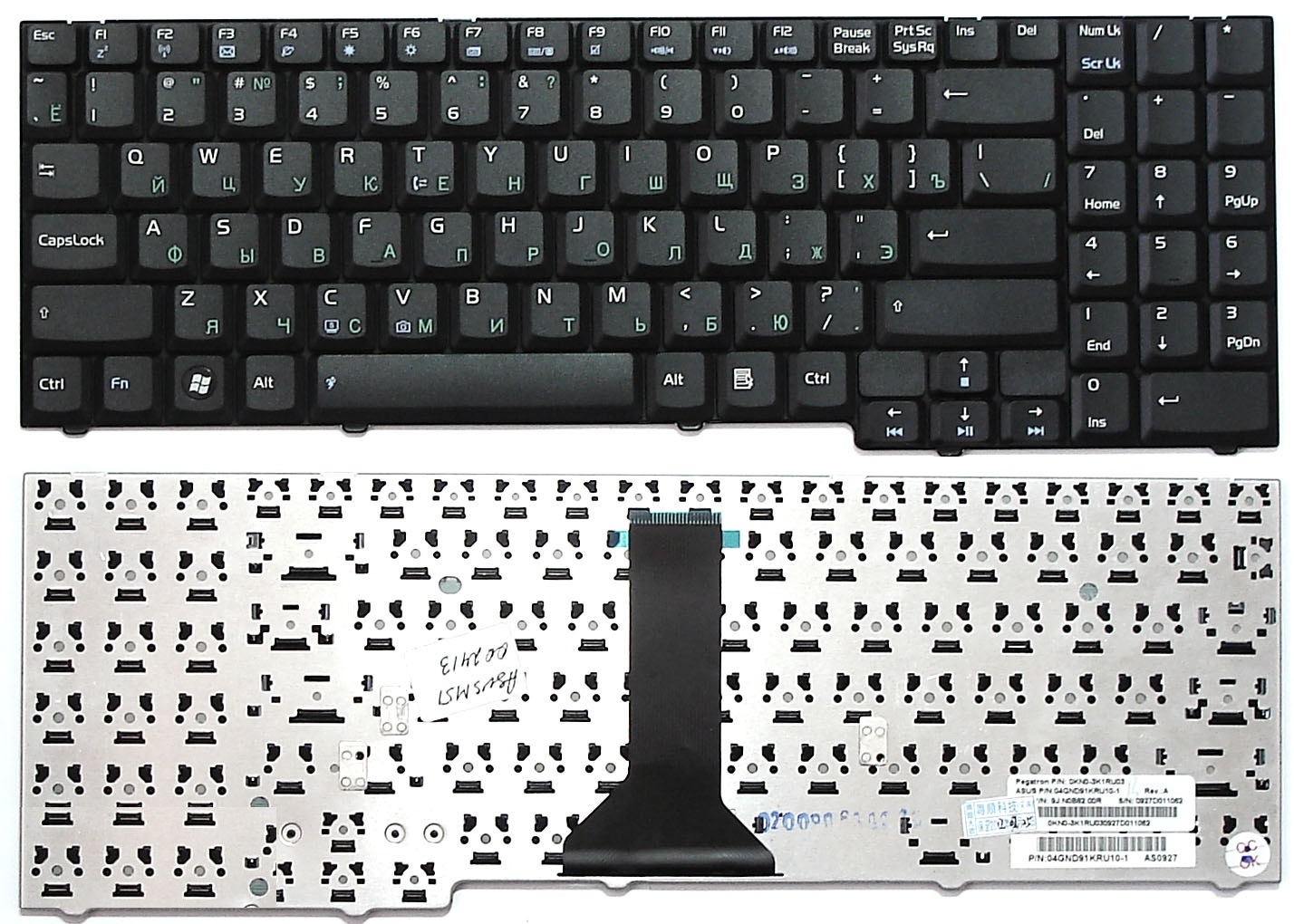 Клавиатура для ноутбука Asus M51, M51A, M51Ta, M51Tr, M51Vr, M51S, M51Se, F7, F7Sr, F7Se, F7Kr, F7L, F7Z, X56, Pro57T черная  