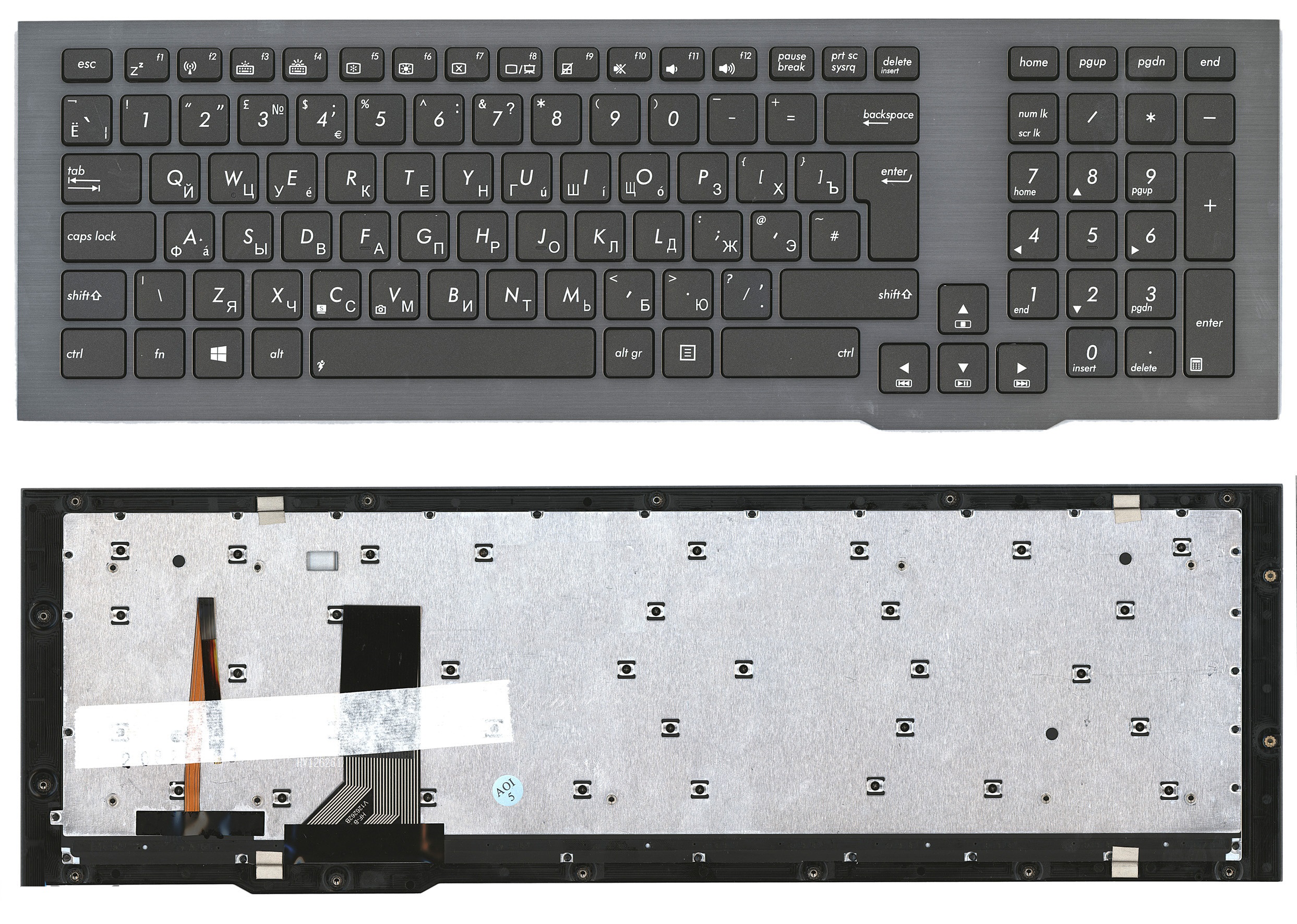 Клавиатура Asus G75 черная, с рамкой, с подсветкой  