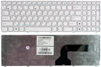 Клавиатура для ноутбука Asus K52, K53, G73, A52, G60 белая, с рамкой