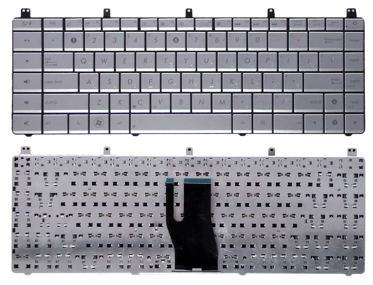 Клавиатура для ноутбука Asus N45, N45Sf серебряная  