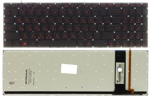 Клавиатура ноутбука Asus N550, G550, G750, N750 черная, с подсветкой, красные кнопки  