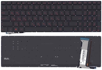 Клавиатура Asus N551, N751, G551, G771 черная, без рамки, с подсветкой