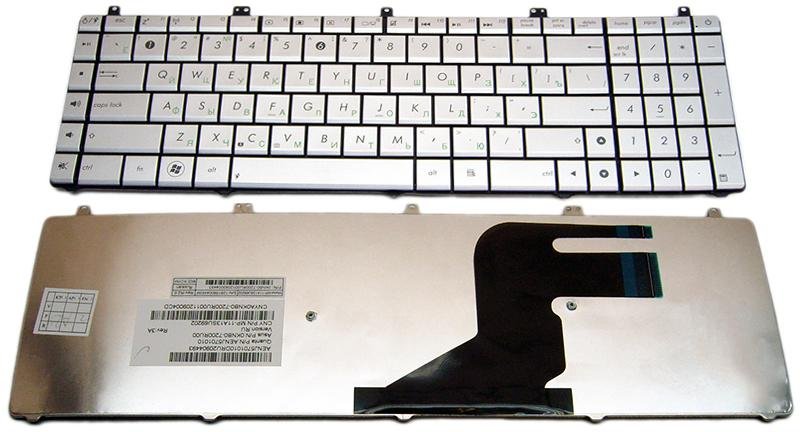 Клавиатура Asus N75, N75SF, N75SL серебряная  