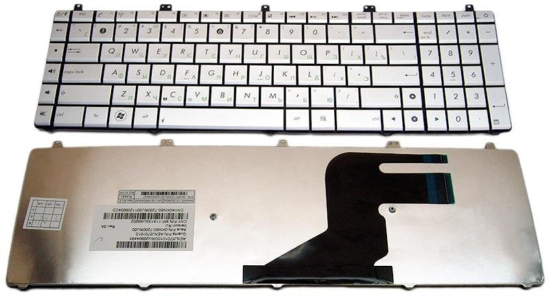 Клавиатура для ноутбука Asus N75, N75SF, N75SL серебряная