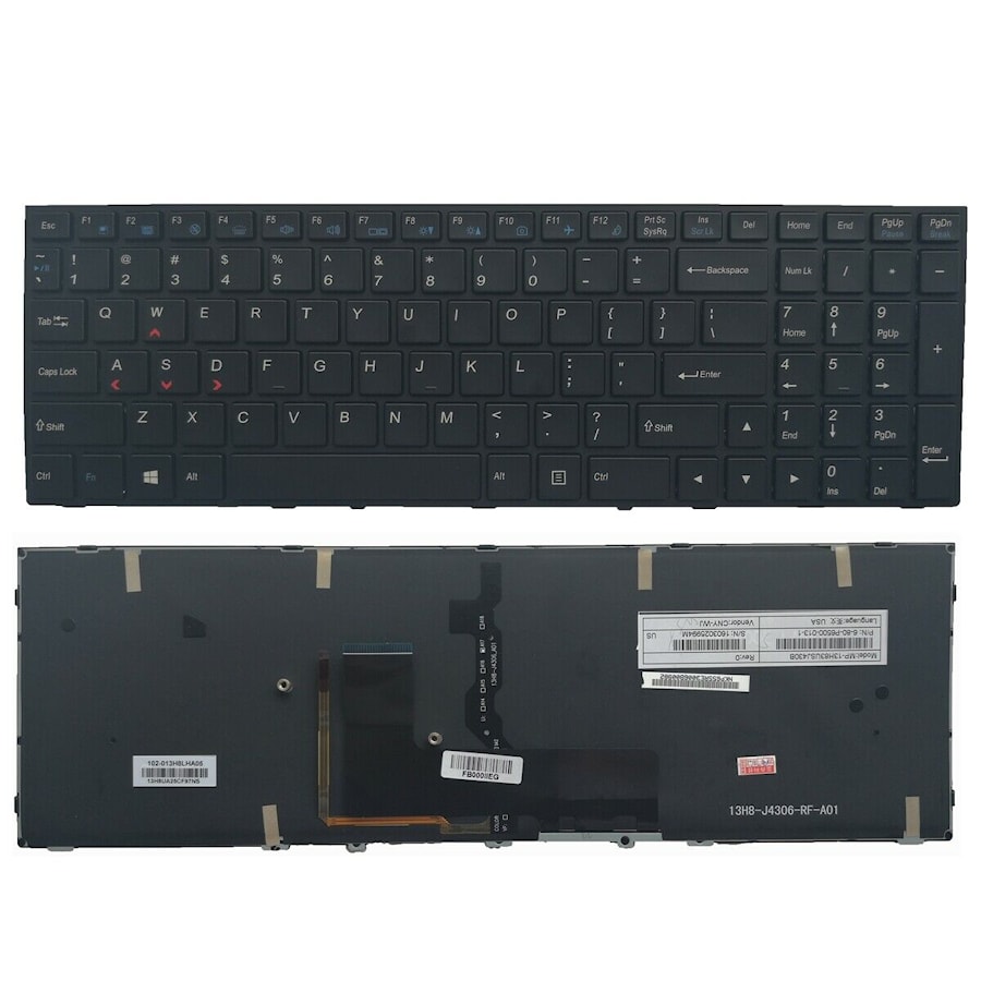 Клавиатура для ноутбука DNS Clevo P650SG, P650SE с рамкой, с подсветкой