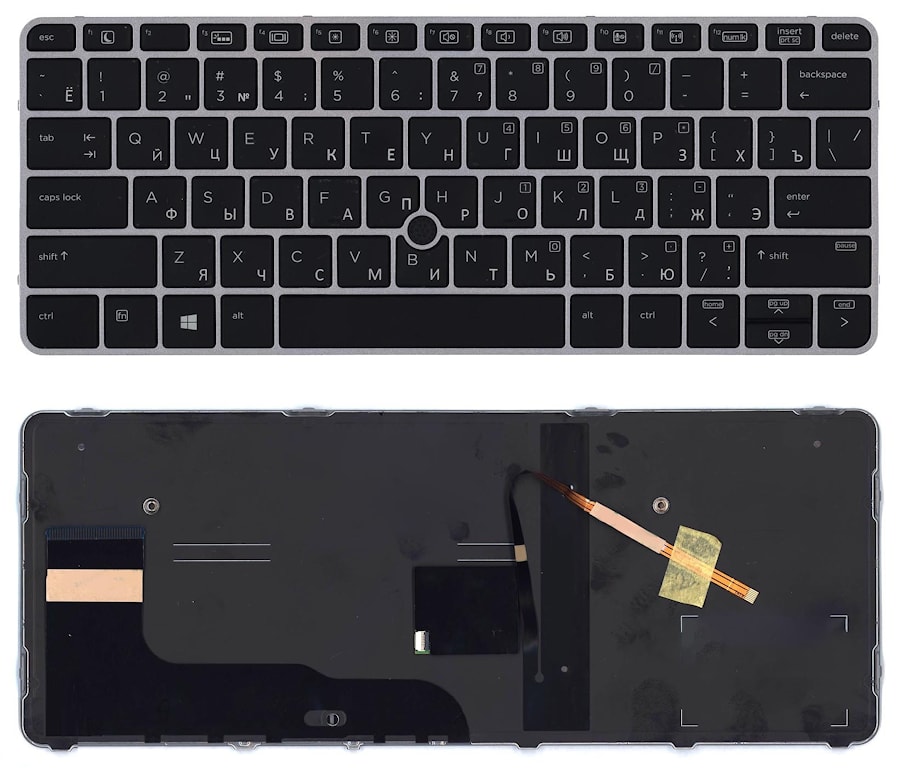 Клавиатура для ноутбука HP EliteBook 820 G3, 820 G4, 725 G3, 725 G4 черная, с рамкой, с подсветкой