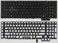 Клавиатура для ноутбука HP Omen 17-AN000, 17-AN001CA, 17-AN008CA, 17-AN010CA, 17-AN020CA, 17-AN030CA черная, белые кнопки, с подсветкой
