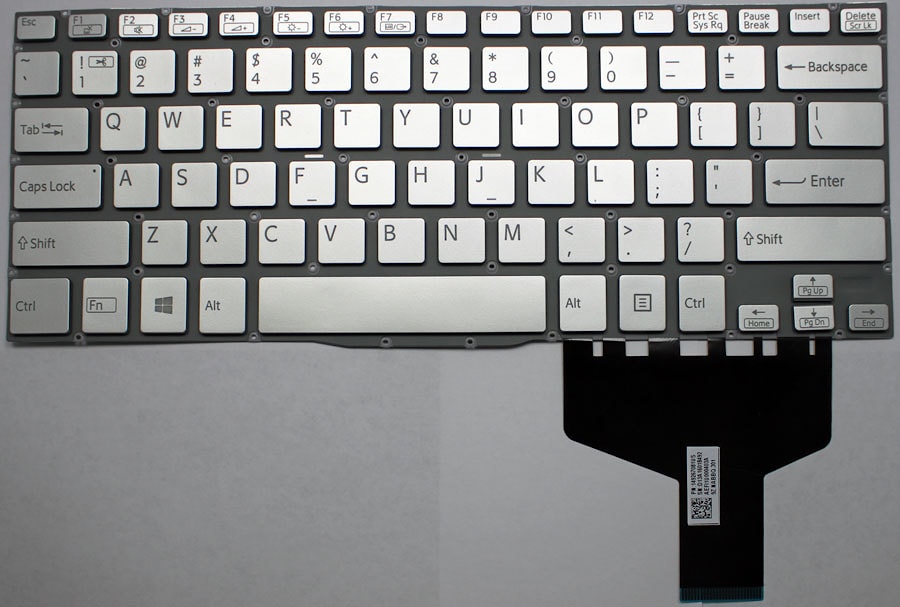 Клавиатура для ноутбука Sony Vaio SVF14, SVF142, SVF143, SVF14E серебряная, без рамки