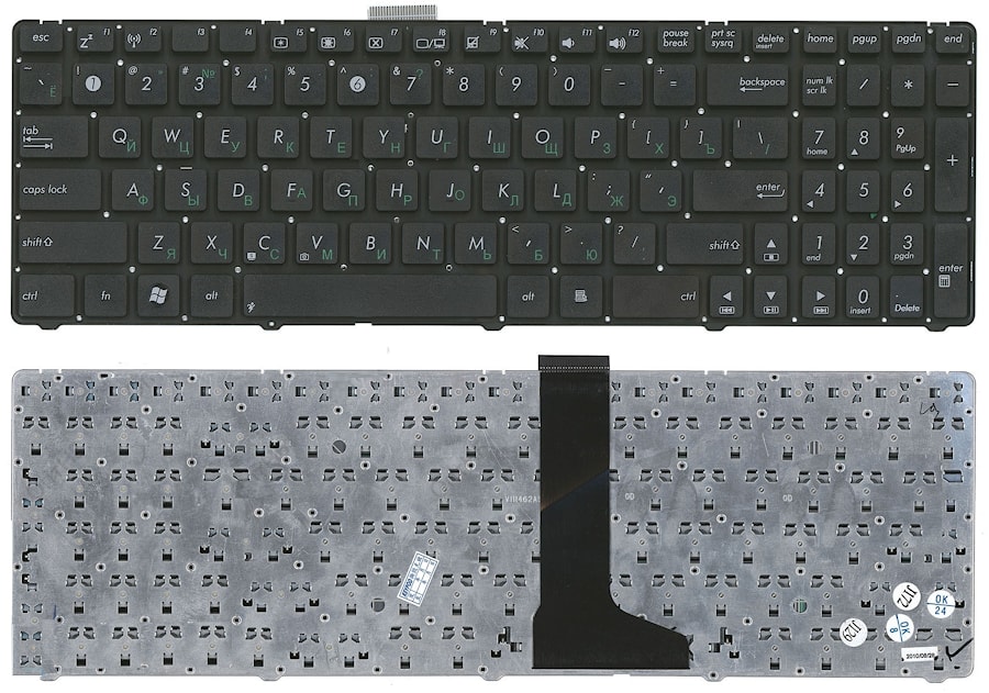 Клавиатура для ноутбука Asus U56E черная, без рамки