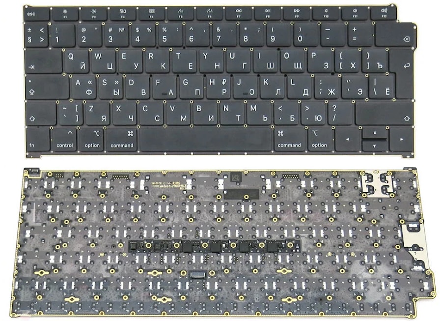 Клавиатура для ноутбука Apple MacBook A1932, Late 2018, черная, большой Enter