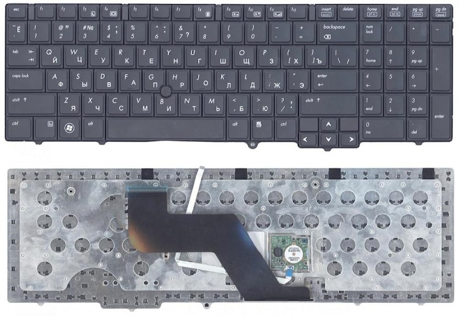 Клавиатура для ноутбука HP EliteBook 8540W, 8540P черная, с джойстиком