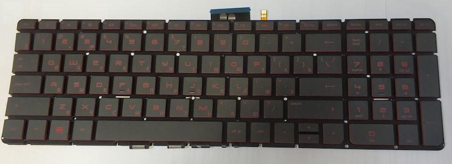Клавиатура для ноутбука HP Pavilion 15-ab, 15-ae, 15-ak, 15-bc, 17-ab, 17-g, черная, кнопки красные, с подсветкой