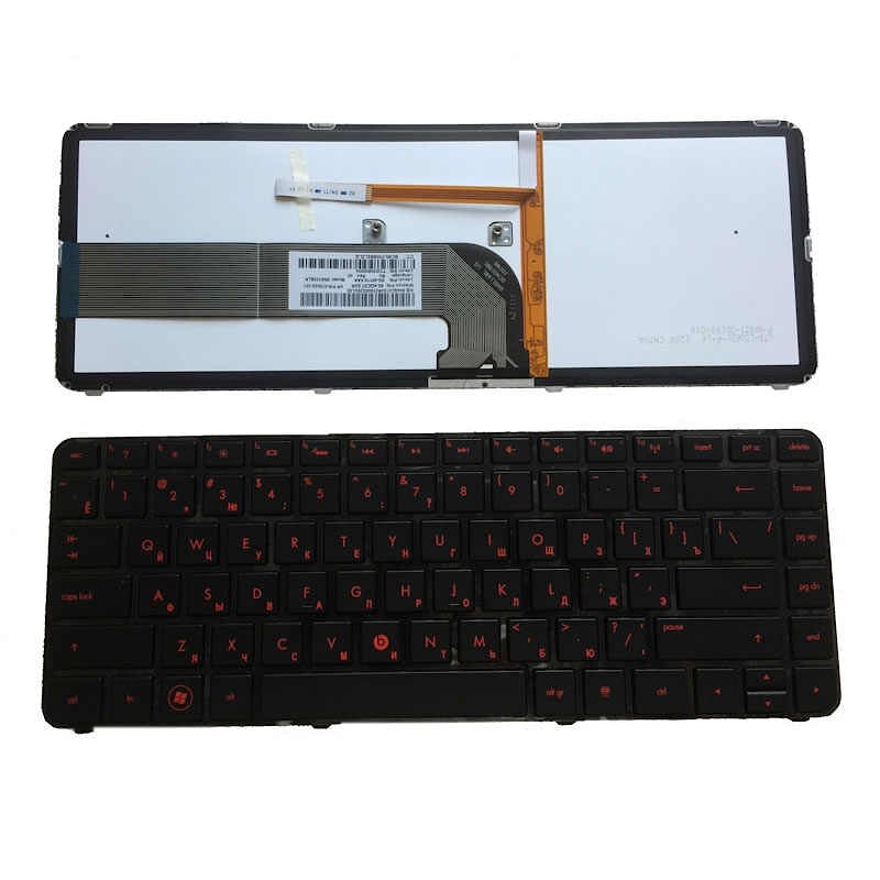 Клавиатура для ноутбука HP Pavilion dm4-3000, dv4-3000 черная, кнопки красные, с подсветкой