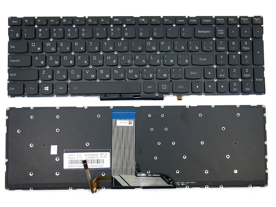 Клавиатура для ноутбука Lenovo Yoga 500S, 500S-15ISK, 700S, 700S-15IKB черная, с подсветкой