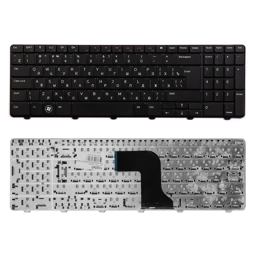 Клавиатура для ноутбука Dell Inspiron M5010, N5010 Series. Г-образный Enter. Черная, без рамки. PN: NSK-DRASW 0R, 9Z.N4BSW.A0R.