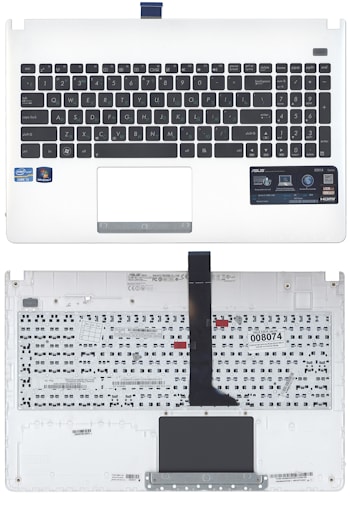 Клавиатура Asus X501, X501A, X501U черная, с белой верхней панелью