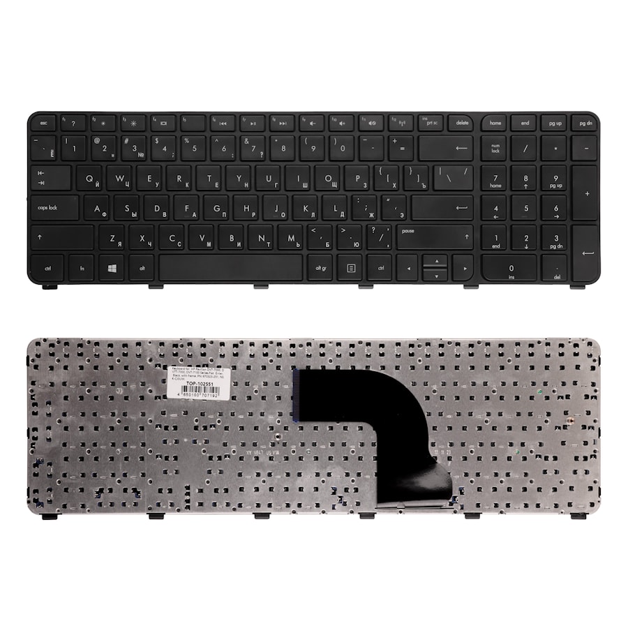 Клавиатура для ноутбука HP Pavilion DV7-7000, DV7T-7000, DV7-7100 Series. Плоский Enter. Черная, с рамкой. PN: 670323-251, NSK-CJ0UW.