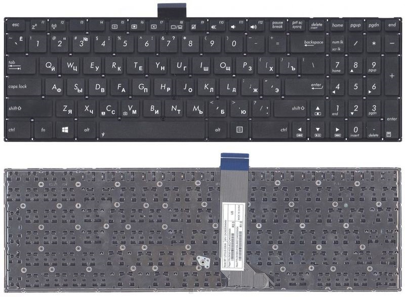 Клавиатура Asus X502, X502CA черная плский Enter  