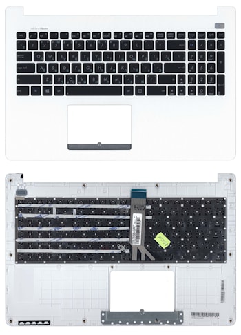 Клавиатура Asus X502, X502CA черная, с белой верхней панелью