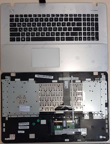 Клавиатура Asus X751, X751LB, X751LJ, X751MA, X751L, X751LD, X751LAV, X751M черная, с серебряной верхней панелью