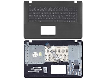 Клавиатура Asus X751, X751LB, X751LJ, X751MA, X751L, X751LD, X751LAV, X751M черная, с черной верхней панелью