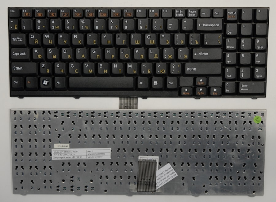 Клавиатура для ноутбука Clevo D700, D900, MP-03753SU-4305L; RoverBook Voyager V750WH, V751L черная