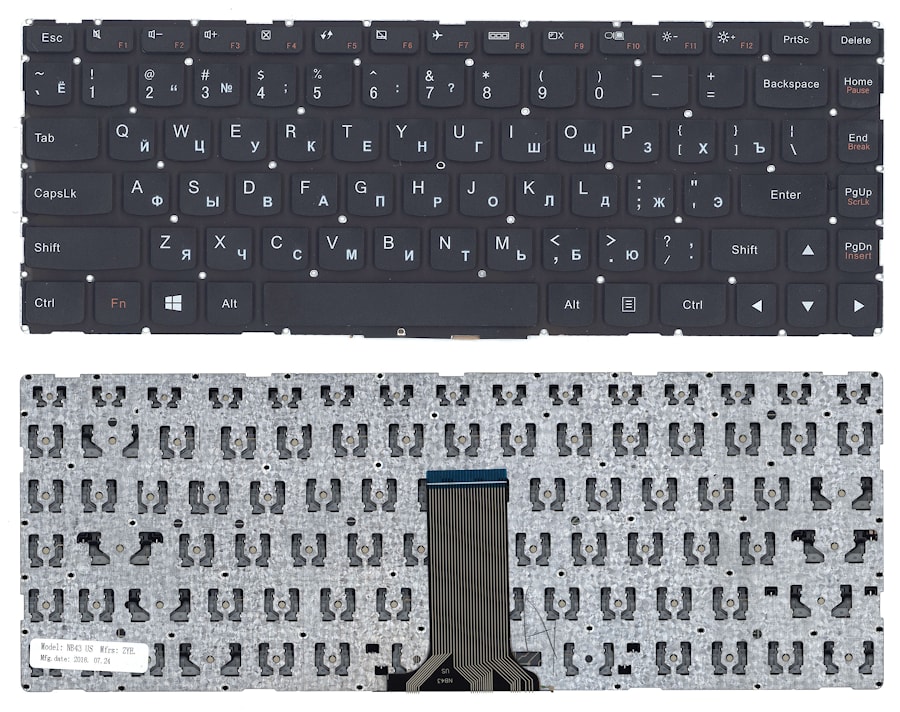 Клавиатура для ноутбука Lenovo IdeaPad 500-14IBD, 500-14IHW, 500-14ISK черная, без рамки