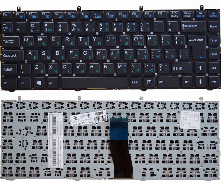 Клавиатура для ноутбука Clevo W230 без рамки, большой ENTER
