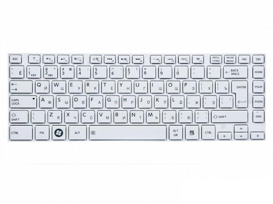 Клавиатура для ноутбука Toshiba Satellite L800, L805, L830, L835, C800, C805, M800, M805 белая, с рамкой
