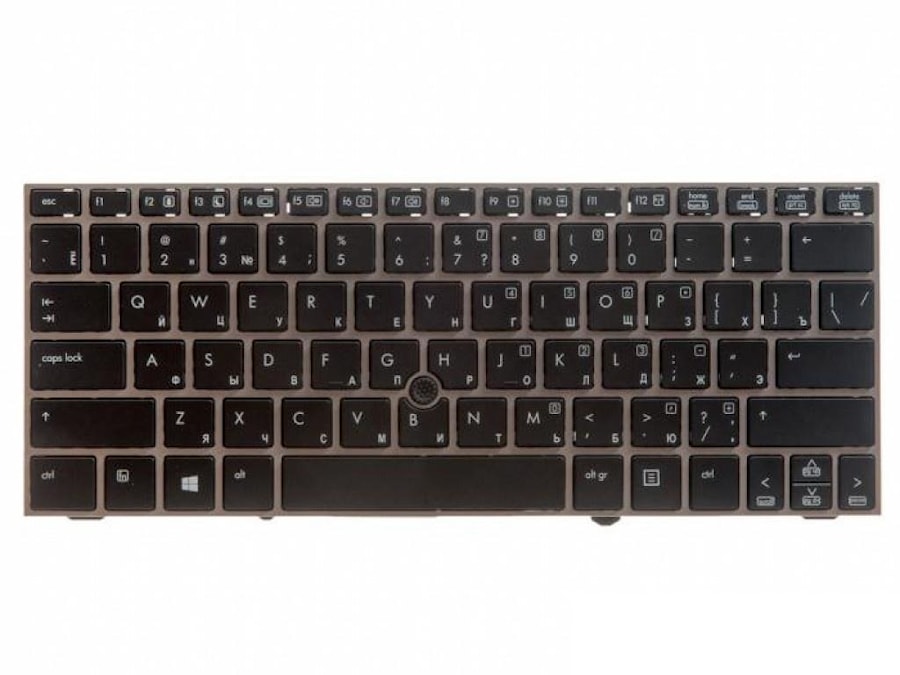 Клавиатура для ноутбука HP EliteBook 2170p черная, рамка серебряная, с подсветкой