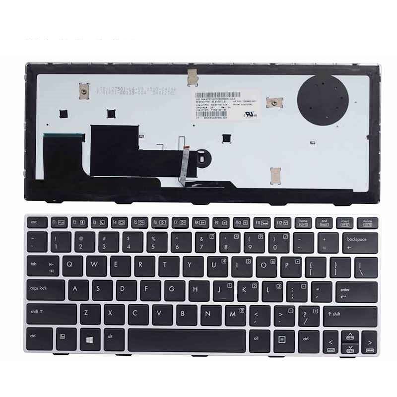 Клавиатура для ноутбука HP EliteBook Revolve 810 G1, 810 G2 черная, рамка серая, с подсветкой
