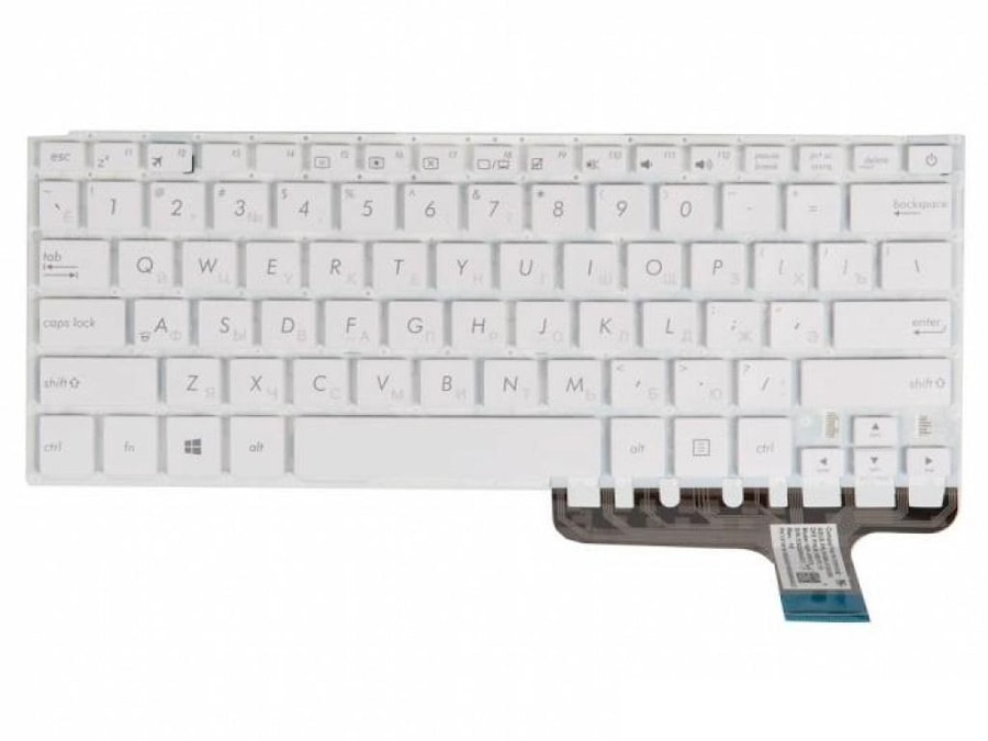 Клавиатура для ноутбука Asus UX305F, UX305FA, UX305L, UX305LA, UX305CA, UX305UA белая, без рамки