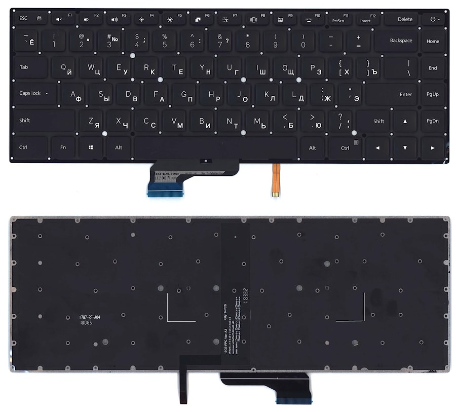 Клавиатура для ноутбука Xiaomi Air Mi Pro 15.6, Air 15.6, Mi Notebook Pro 15.6 черная, с подсветкой