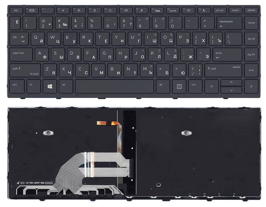 Клавиатура для ноутбука HP Probook 430 G5, 440 G5, 445 G5 черная, с рамкой, с подсветкой