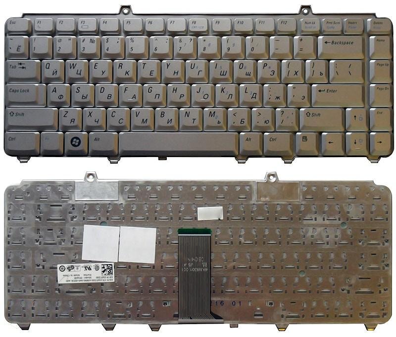 Клавиатура для ноутбука Dell Inspiron 1420, 1520, 1521, 1525, 1526, XPS M1330, M1530 серебряная