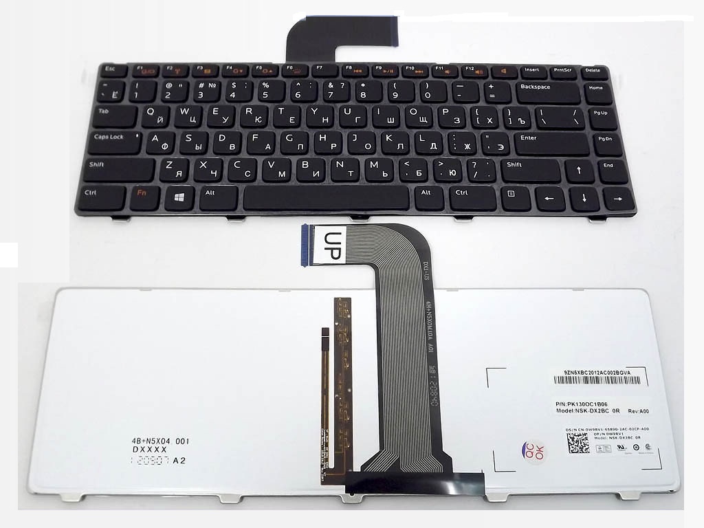 Клавиатура ноутбука Dell Inspiron 14R, 3520, 5420, 5520, L502X, M5040, M5050, N4110, N5050, N5040, Vostro 3550 черная, с подсветкой  