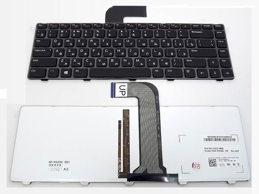 Клавиатура для ноутбука Dell Inspiron 14R, 3520, 5420, 5520, L502X, M5040, M5050, N4110, N5050, N5040, Vostro 3550 черная, с подсветкой