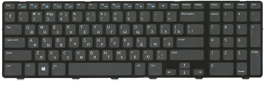 Клавиатура для ноутбука Dell Inspiron 17-5721 черная, с рамкой