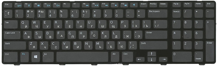 Клавиатура для ноутбука Dell Inspiron 17-5721 черная, с рамкой