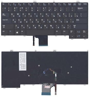 Клавиатура Dell Latitude E7000, E7420, E7440 черная, без подсветкой, с поинтером