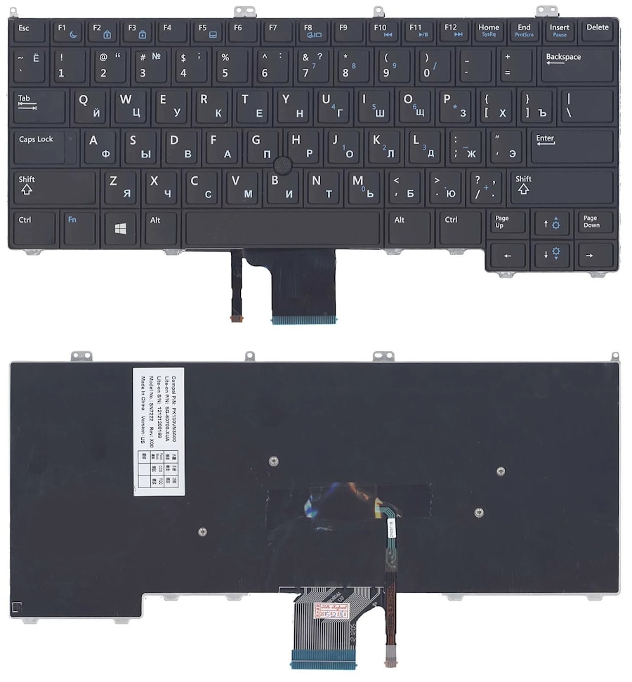 Клавиатура для ноутбука Dell Latitude E7000, E7240, E7440 черная, с джойстиком